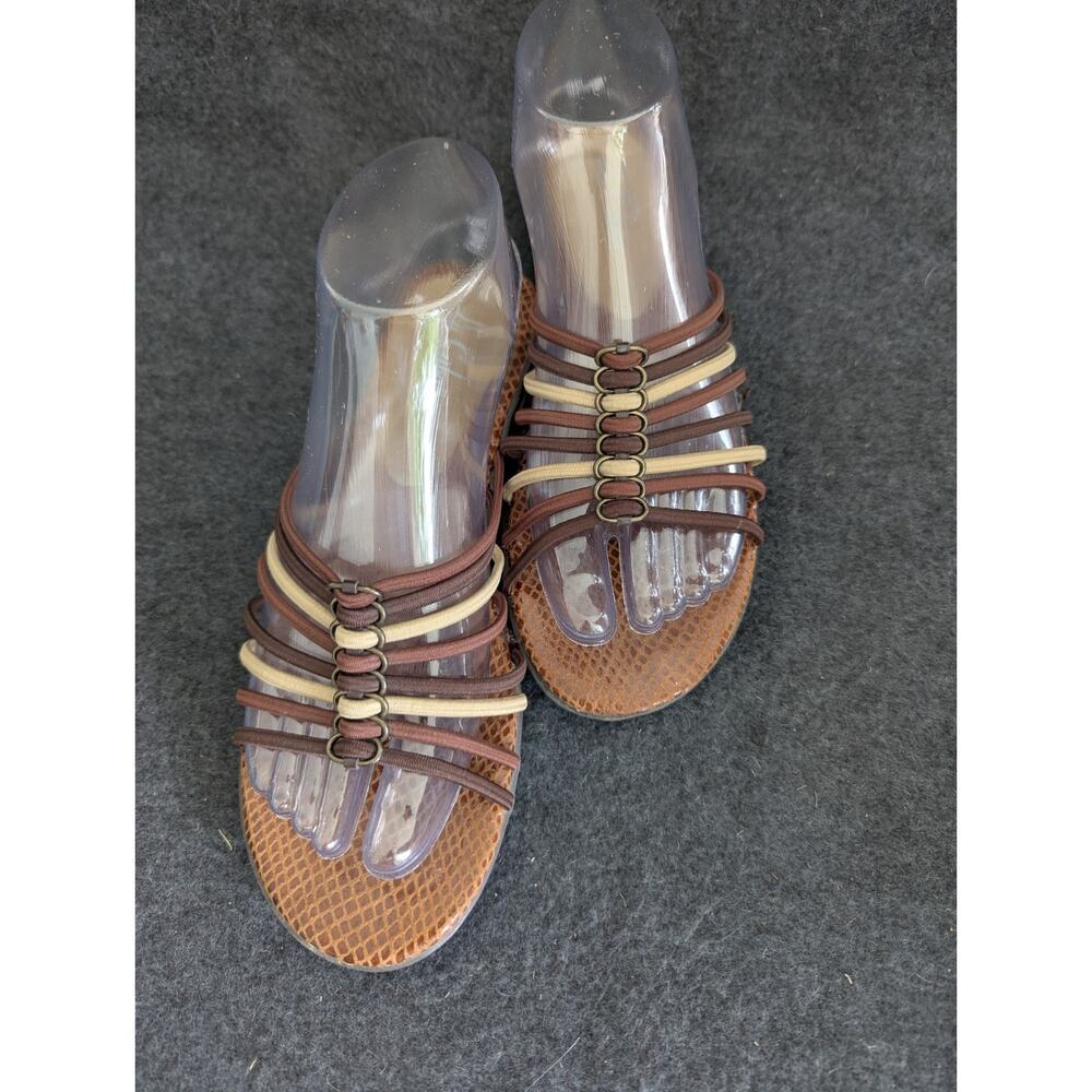 La Cabana Women Sandals Elastic Straps‎ Brown Size 8 Rubber Soles